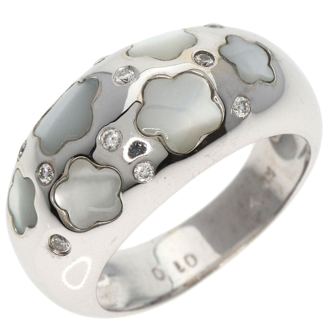 Ponte Vecchio Ring K18WG Silver White Shell Diamond Women Used Authentic