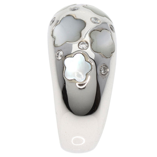 Ponte Vecchio Ring K18WG Silver White Shell Diamond Women Used Authentic