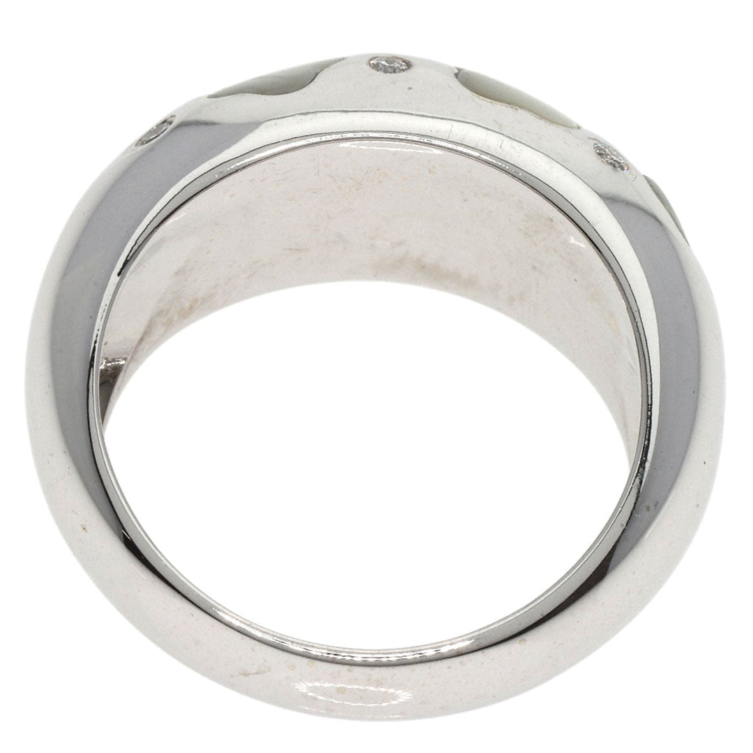 Ponte Vecchio Ring K18WG Silver White Shell Diamond Women Used Authentic