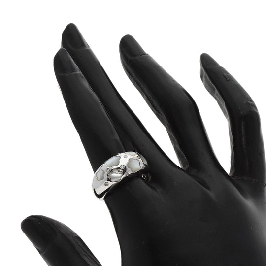 Ponte Vecchio Ring K18WG Silver White Shell Diamond Women Used Authentic