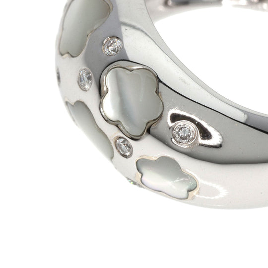 Ponte Vecchio Ring K18WG Silver White Shell Diamond Women Used Authentic