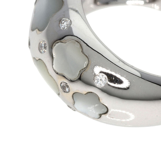 Ponte Vecchio Ring K18WG Silver White Shell Diamond Women Used Authentic