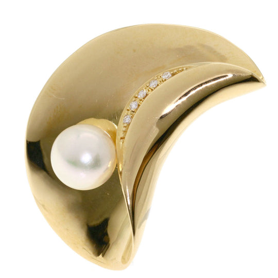 TASAKI Brooch 18K Yellow Gold gold Akoya Pearl Diamond Women Used Authentic