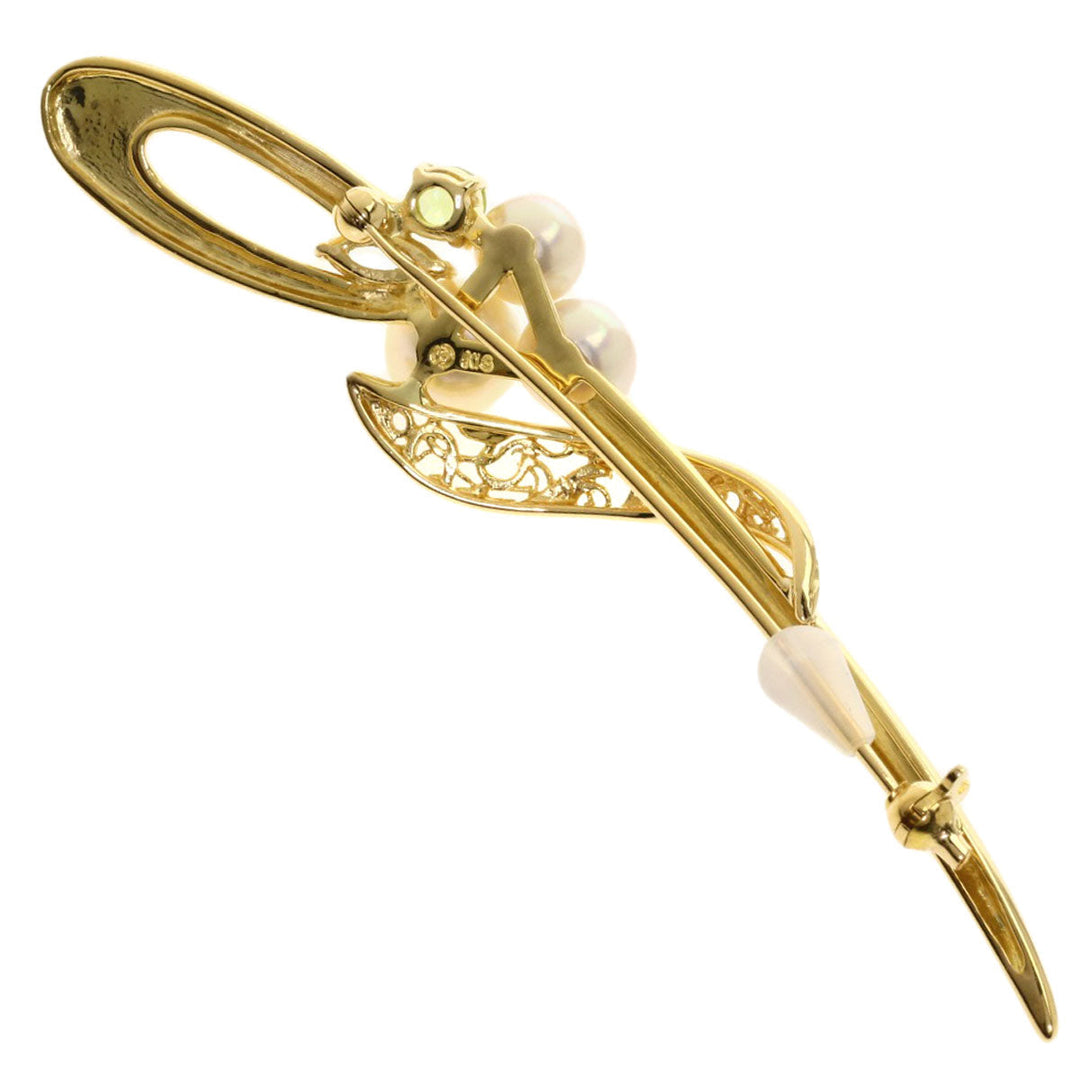 TASAKI Brooch 18K Yellow Gold gold Akoya Pearl Peridot Blue Topaz Women Used Authentic
