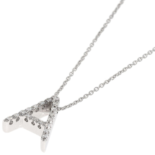 Ponte Vecchio Necklace K18WG Silver Initial A Diamond Women Used Authentic