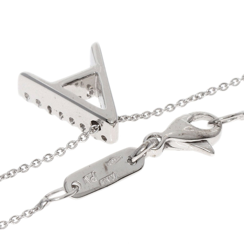 Ponte Vecchio Necklace K18WG Silver Initial A Diamond Women Used Authentic