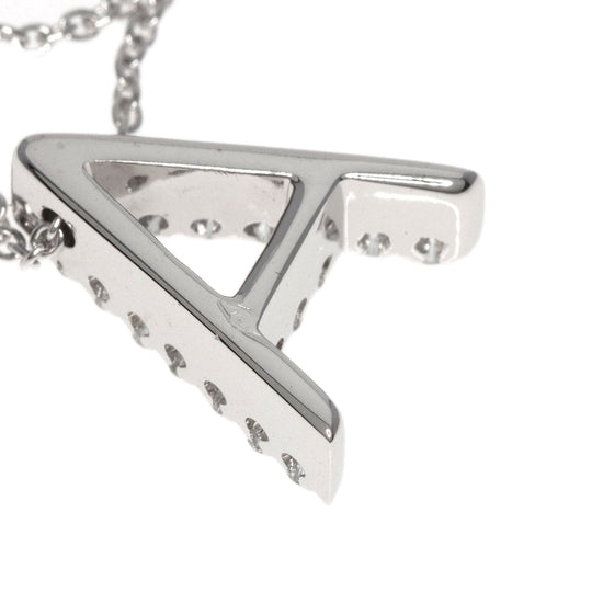 Ponte Vecchio Necklace K18WG Silver Initial A Diamond Women Used Authentic