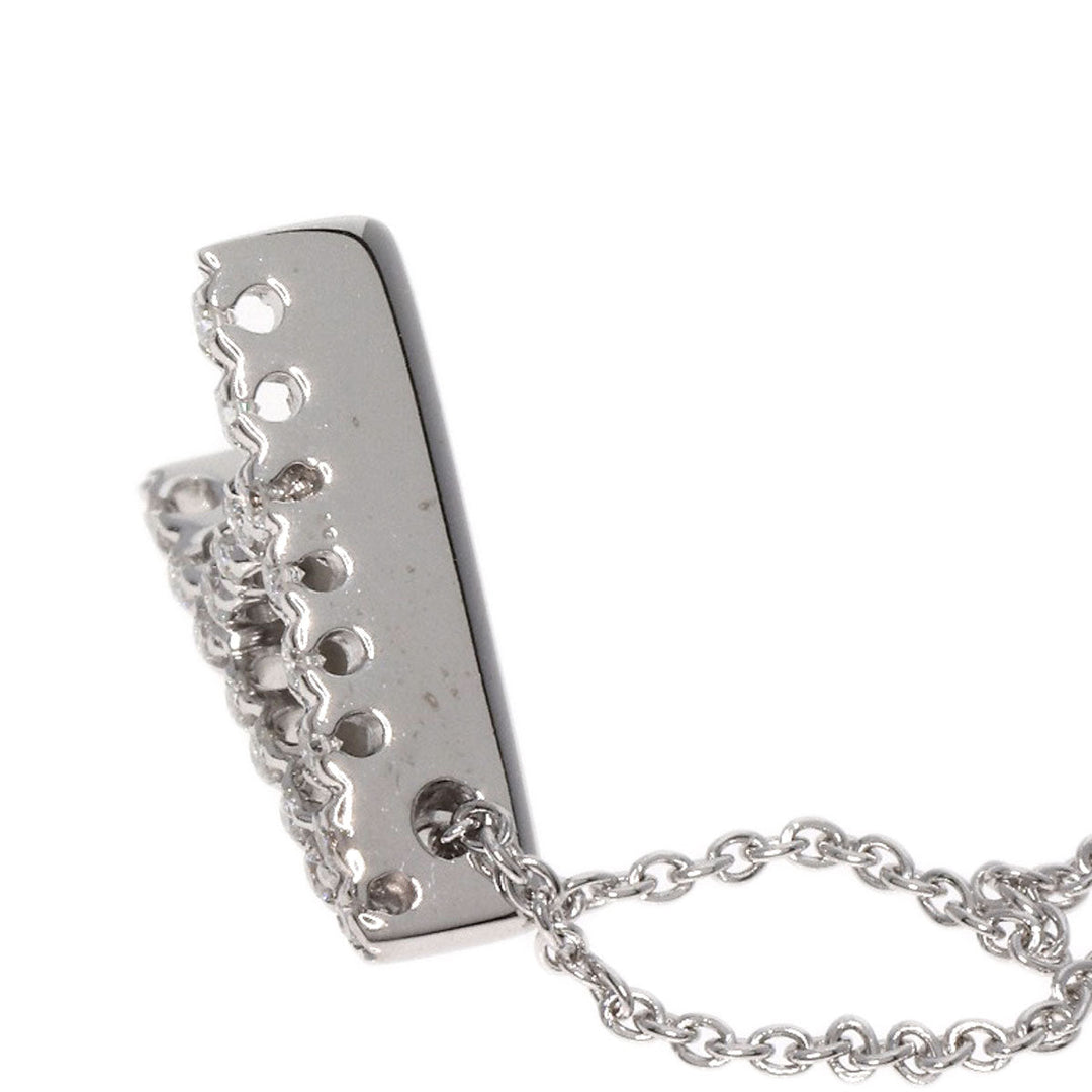 Ponte Vecchio Necklace K18WG Silver Initial A Diamond Women Used Authentic