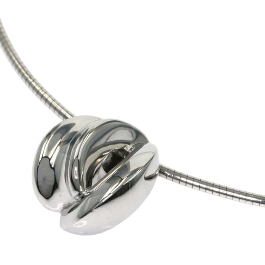 TASAKI Necklace K18WG Silver Oval Women Used Authentic