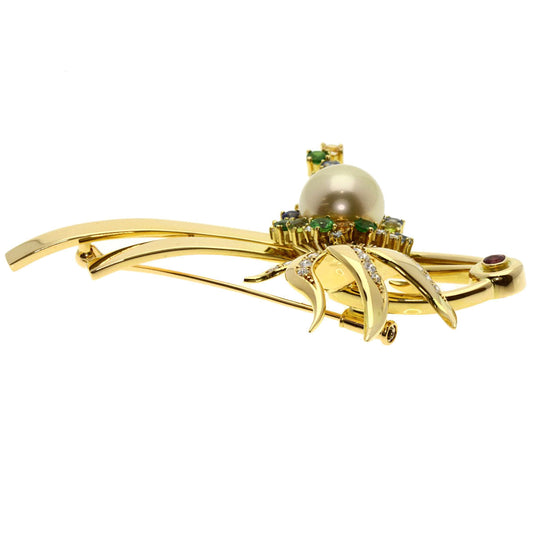 MITSUO KAJI Brooch 18K Yellow Gold gold South Sea Pearl Women Used Authentic