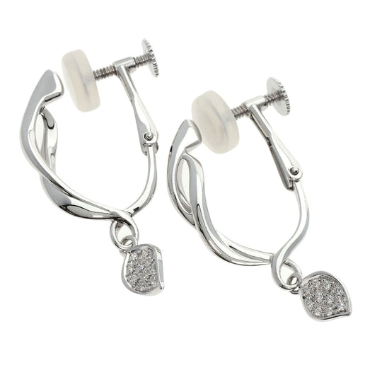 JUNE Earring K18WG , K14WG Silver diamond Women Used Authentic