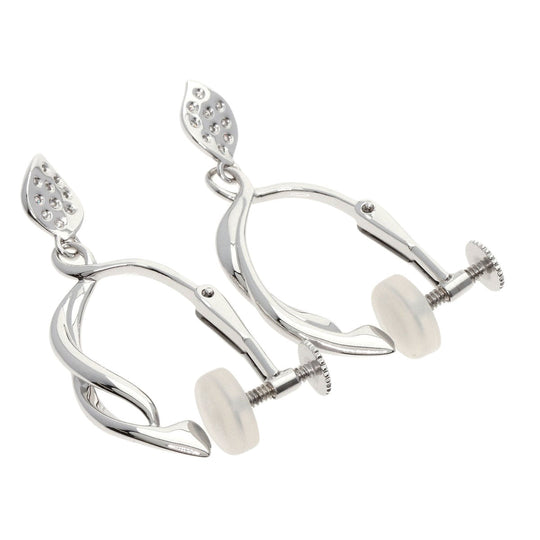 JUNE Earring K18WG , K14WG Silver diamond Women Used Authentic