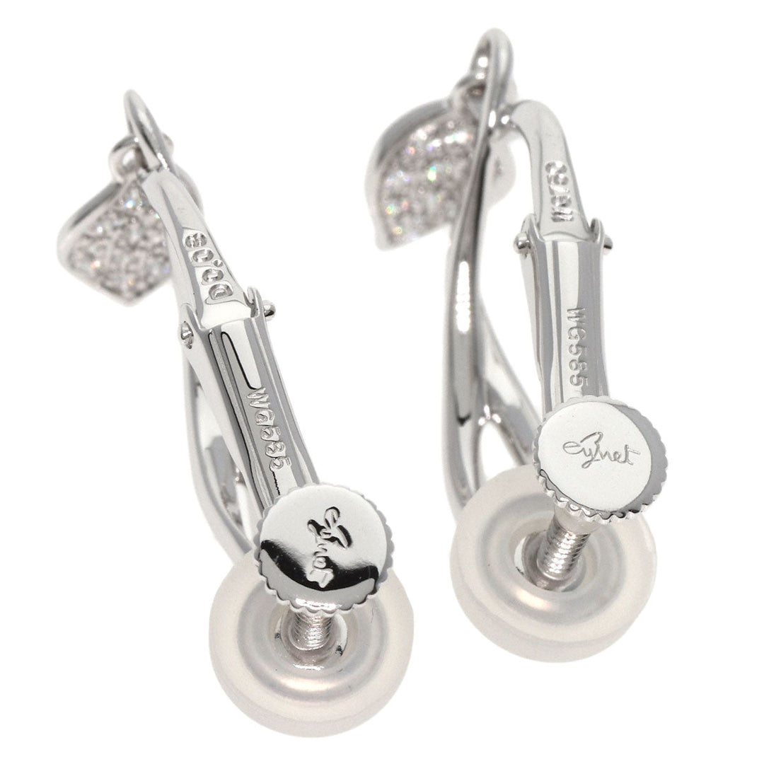 JUNE Earring K18WG , K14WG Silver diamond Women Used Authentic