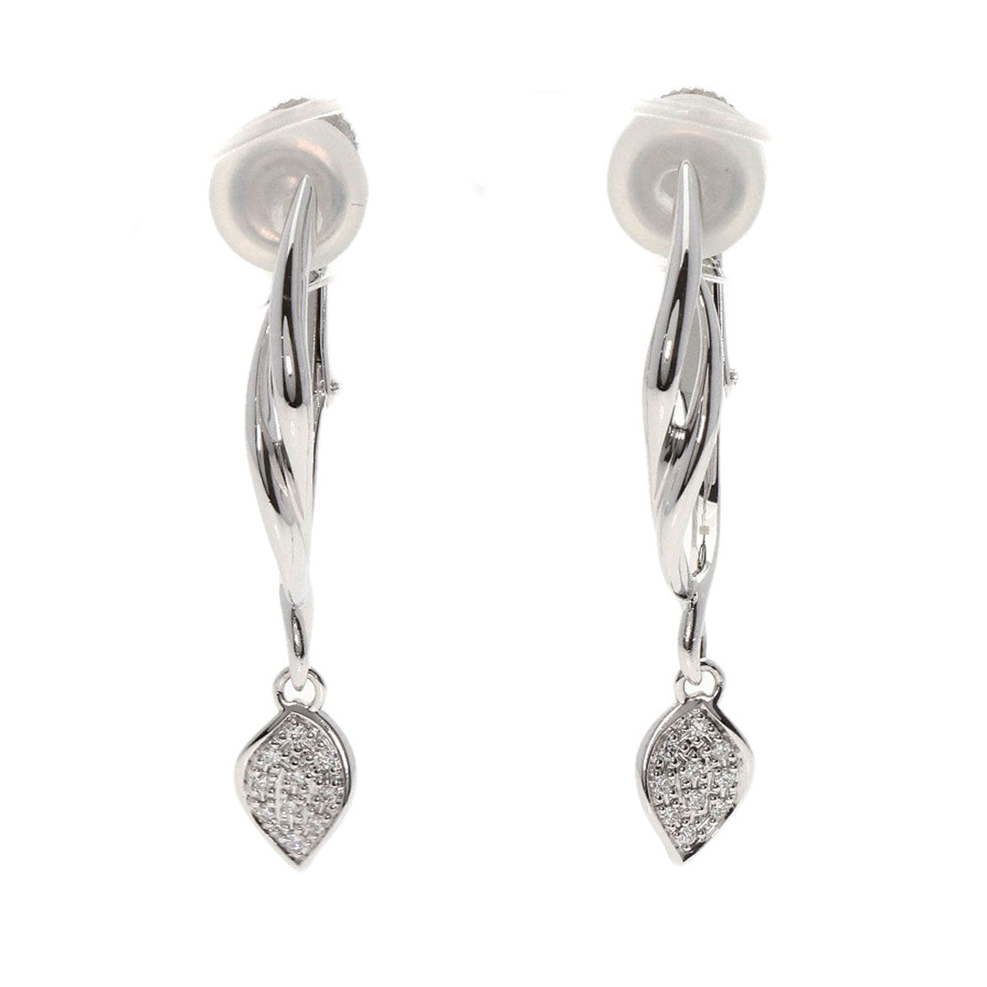 JUNE Earring K18WG , K14WG Silver diamond Women Used Authentic