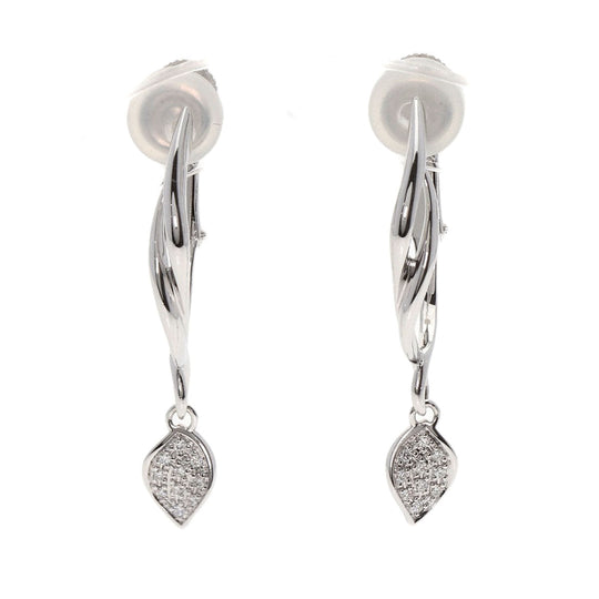JUNE Earring K18WG , K14WG Silver diamond Women Used Authentic