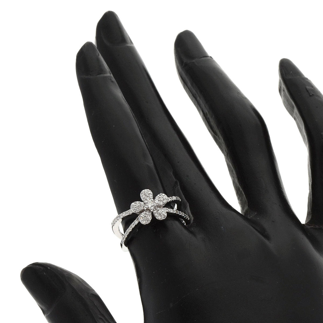 Ponte Vecchio Ring K18WG Silver diamond Women Used Authentic