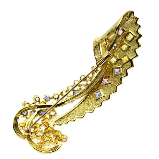 JUNE Brooch 18K Yellow Gold gold sapphire Women Used Authentic