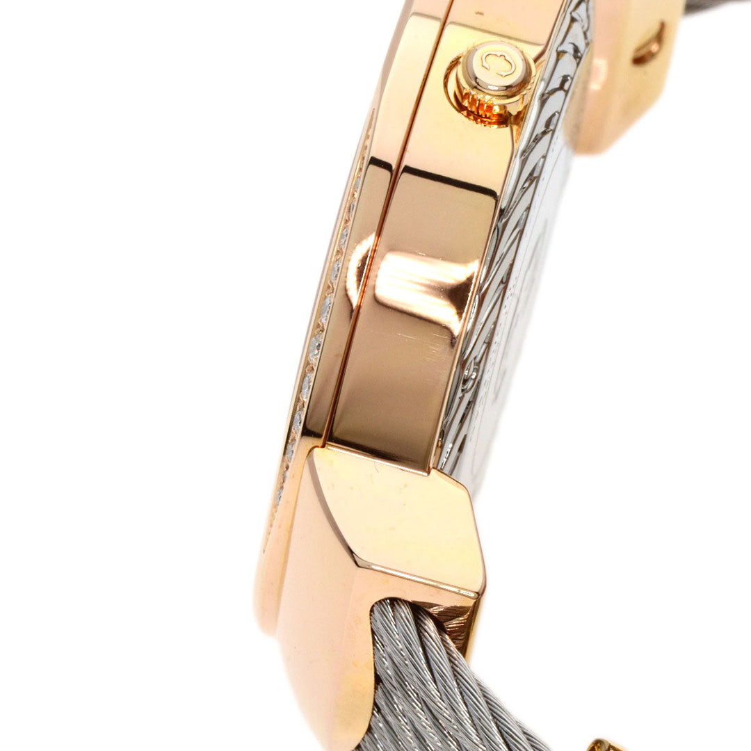 CHARRIOL Watches Quartz ST35 Gold Plated , Stainless Steel gold Saint-Tropez Moon Phase Diamond White shell dial mens Used Authentic
