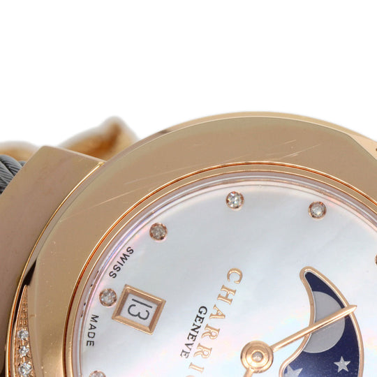CHARRIOL Watches Quartz ST35 Gold Plated , Stainless Steel gold Saint-Tropez Moon Phase Diamond White shell dial mens Used Authentic