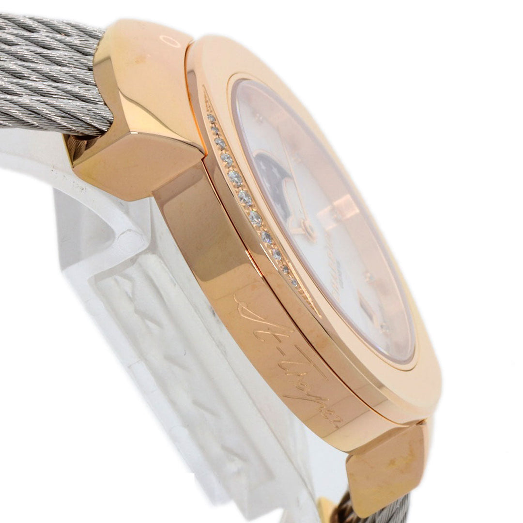CHARRIOL Watches Quartz ST35 Gold Plated , Stainless Steel gold Saint-Tropez Moon Phase Diamond White shell dial mens Used Authentic