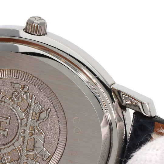 HERMES Watches Quartz CO1.510 Stainless Steel, Leather Silver Clipper oval white dial Women Used Authentic
