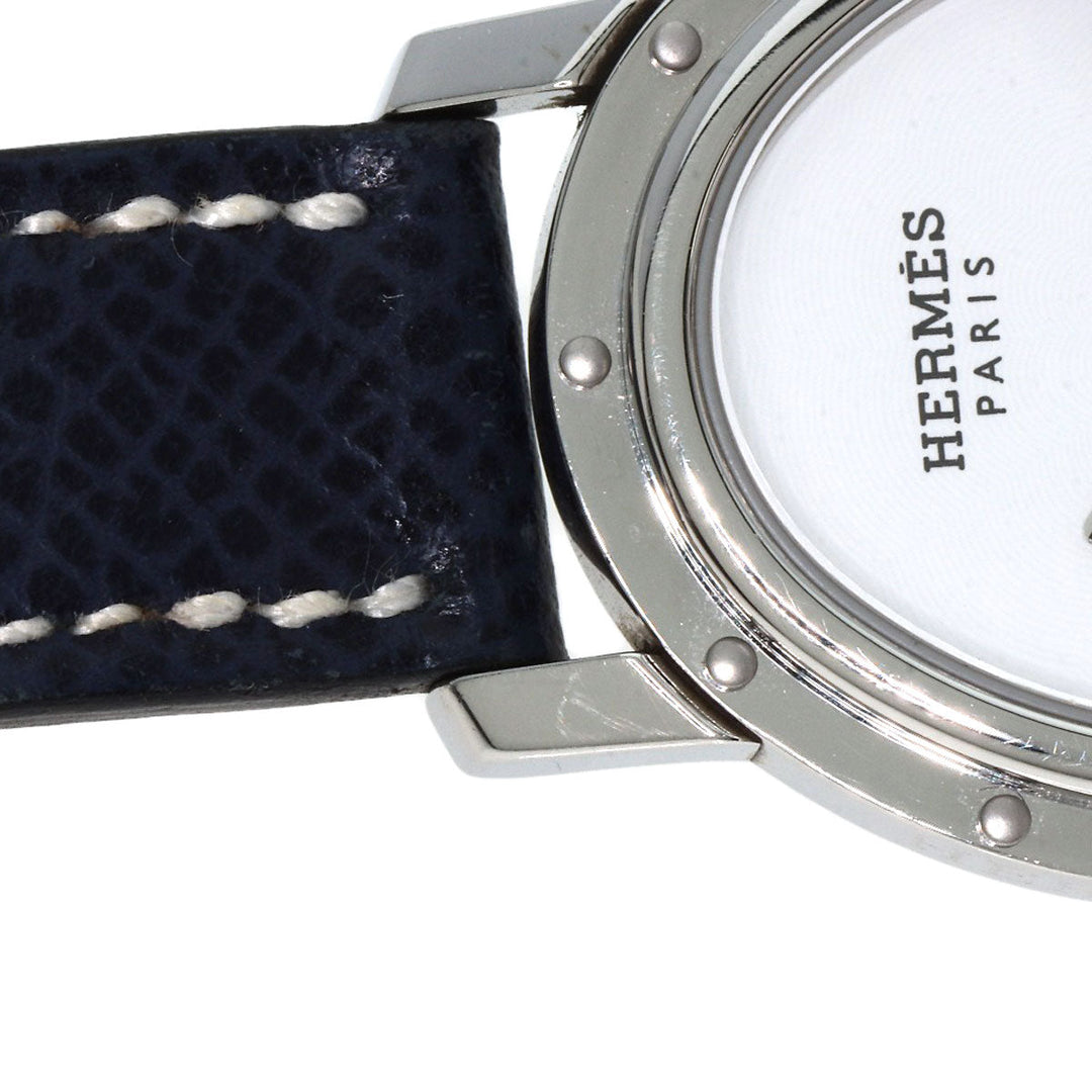 HERMES Watches Quartz CO1.510 Stainless Steel, Leather Silver Clipper oval white dial Women Used Authentic