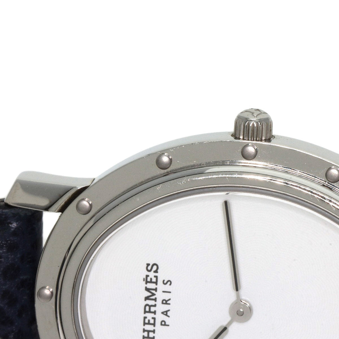 HERMES Watches Quartz CO1.510 Stainless Steel, Leather Silver Clipper oval white dial Women Used Authentic