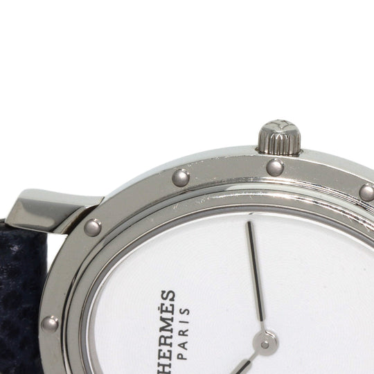 HERMES Watches Quartz CO1.510 Stainless Steel, Leather Silver Clipper oval white dial Women Used Authentic