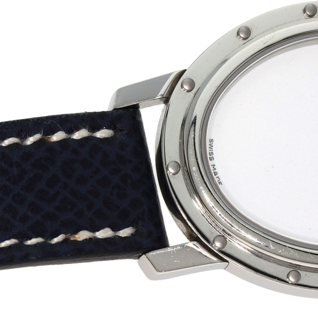 HERMES Watches Quartz CO1.510 Stainless Steel, Leather Silver Clipper oval white dial Women Used Authentic