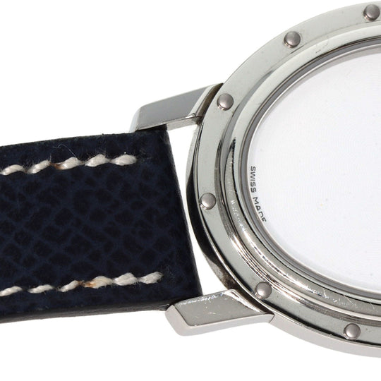 HERMES Watches Quartz CO1.510 Stainless Steel, Leather Silver Clipper oval white dial Women Used Authentic