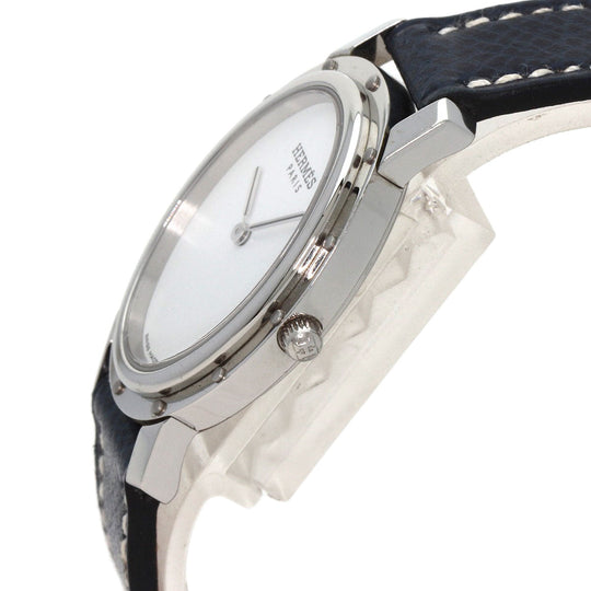HERMES Watches Quartz CO1.510 Stainless Steel, Leather Silver Clipper oval white dial Women Used Authentic