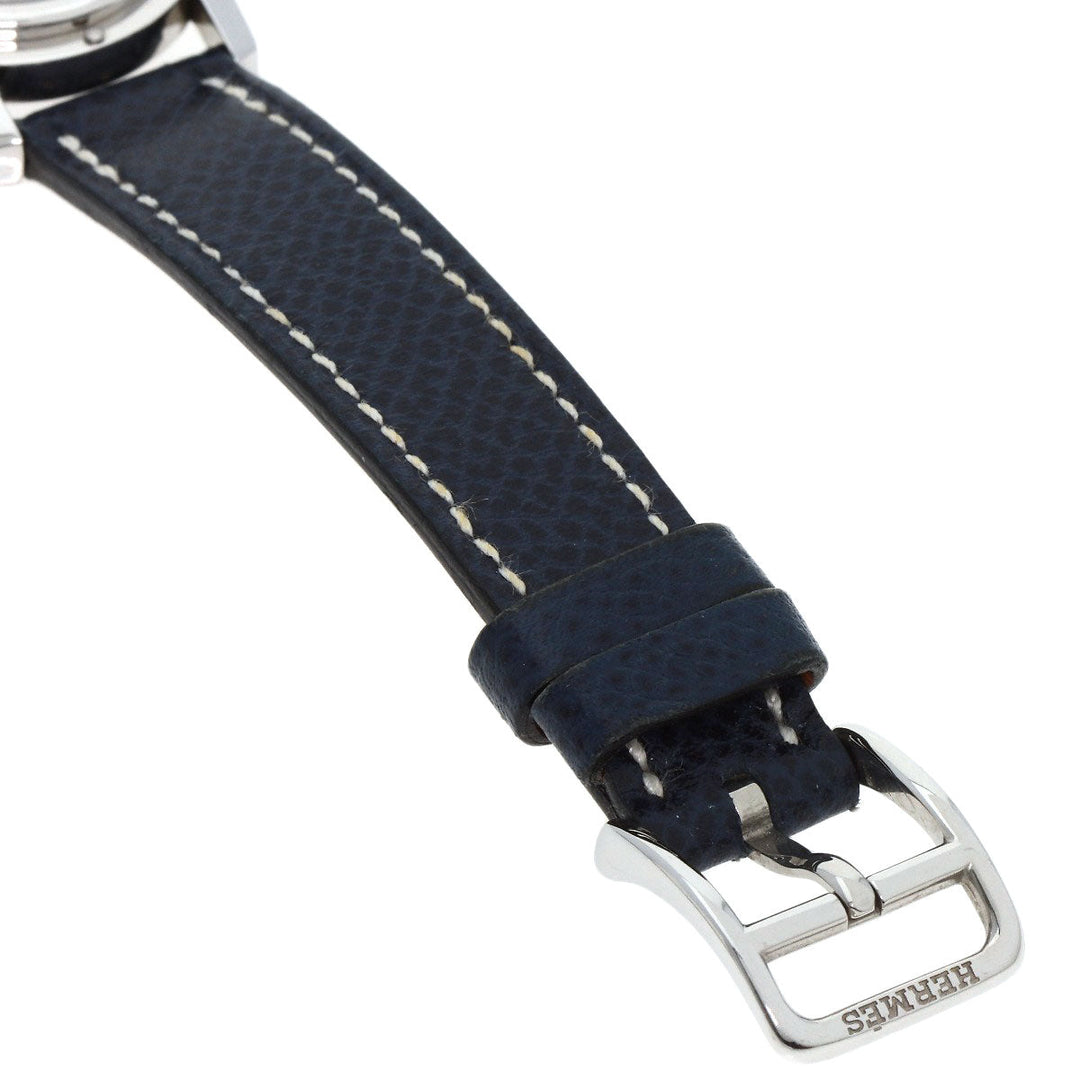 HERMES Watches Quartz CO1.510 Stainless Steel, Leather Silver Clipper oval white dial Women Used Authentic