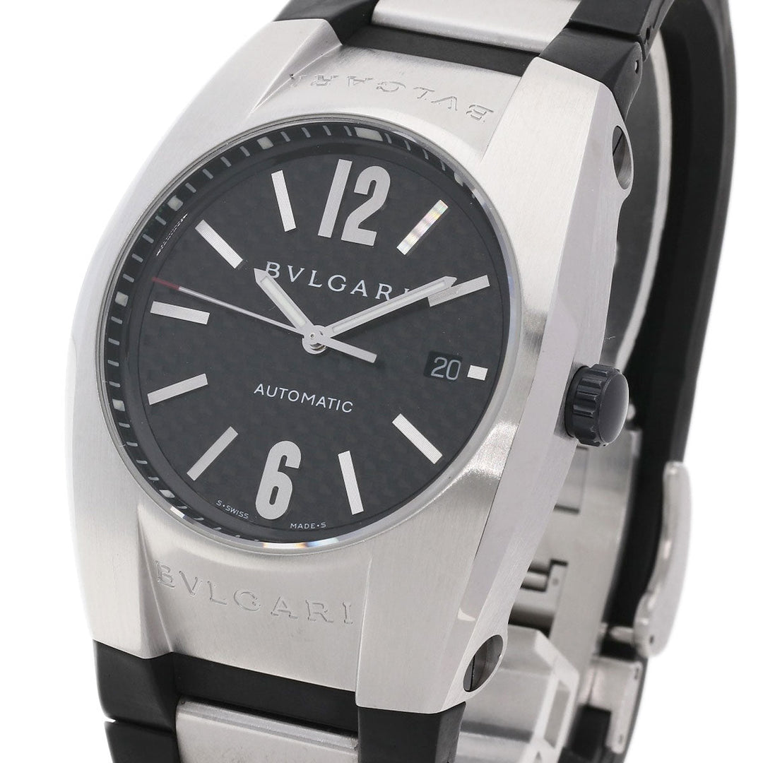 BVLGARI Watches Mechanical Automatic EG40BSVD Stainless Steel, Rubber Silver Ergon carbon Black carbon dial mens Used Authentic