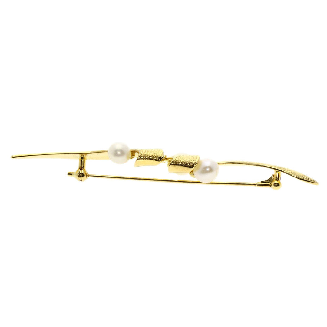 MIKIMOTO Brooch 18K Yellow Gold gold Freshwater Pearl Diamond Women Used Authentic