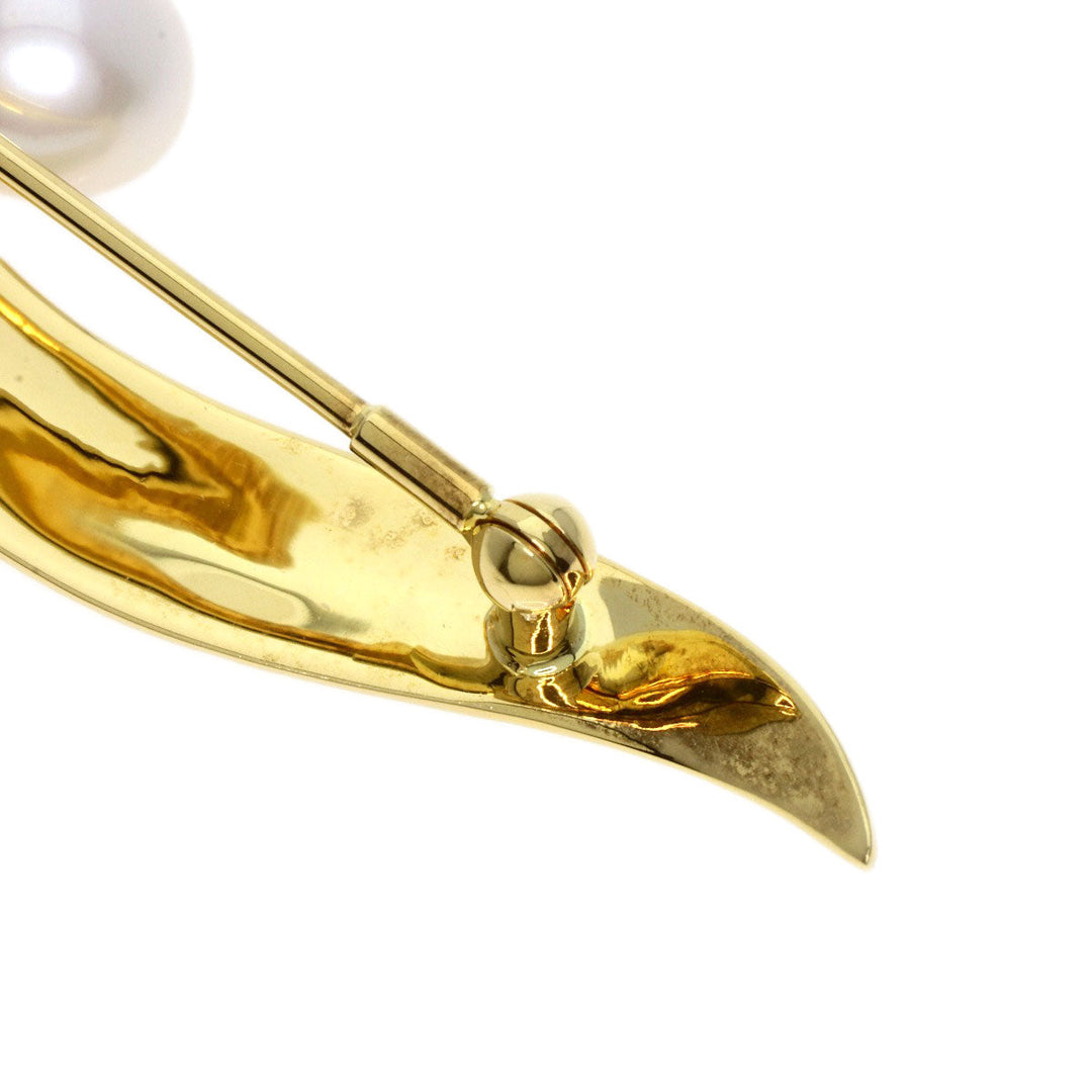 MIKIMOTO Brooch 18K Yellow Gold gold Freshwater Pearl Diamond Women Used Authentic