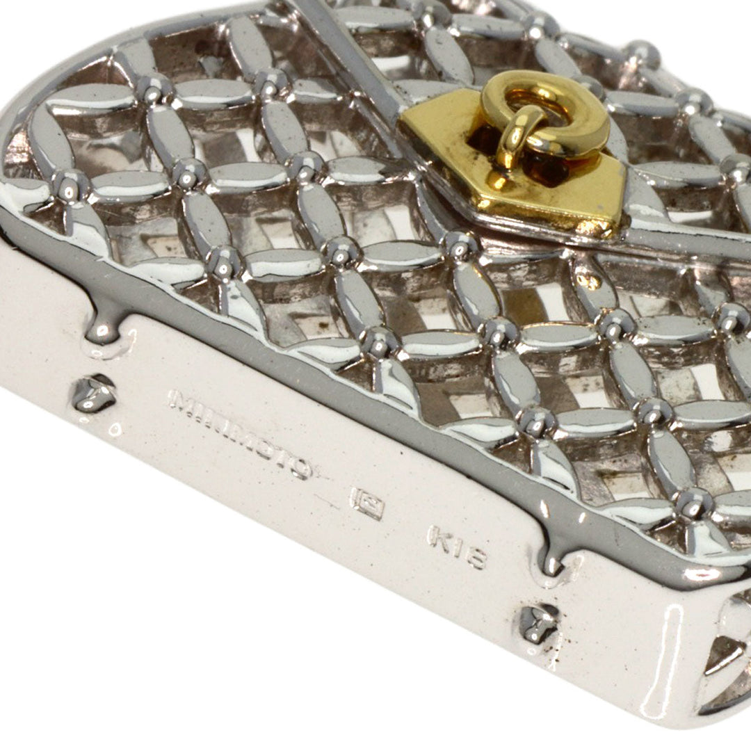 MIKIMOTO Necklace SV , K18 Silver Pearl Bag Motif Women Used Authentic