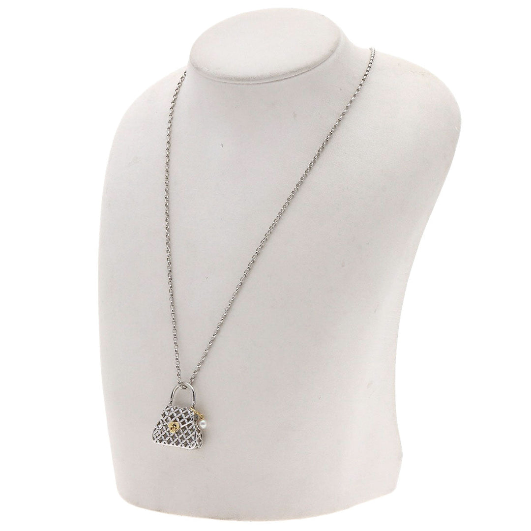 MIKIMOTO Necklace SV , K18 Silver Pearl Bag Motif Women Used Authentic