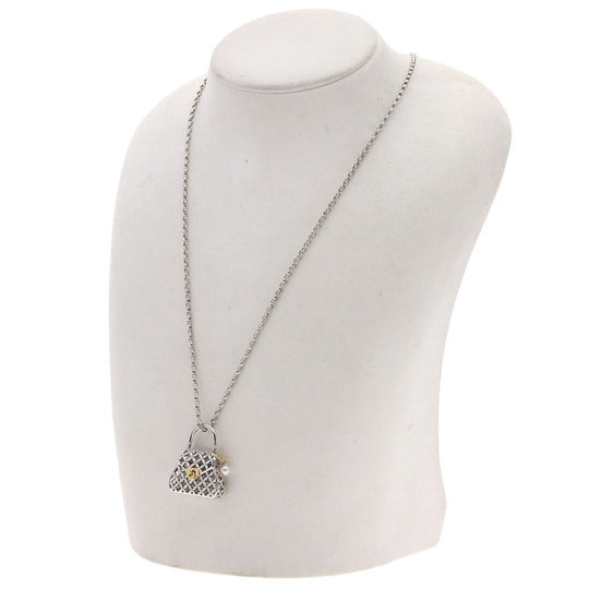 MIKIMOTO Necklace SV , K18 Silver Pearl Bag Motif Women Used Authentic