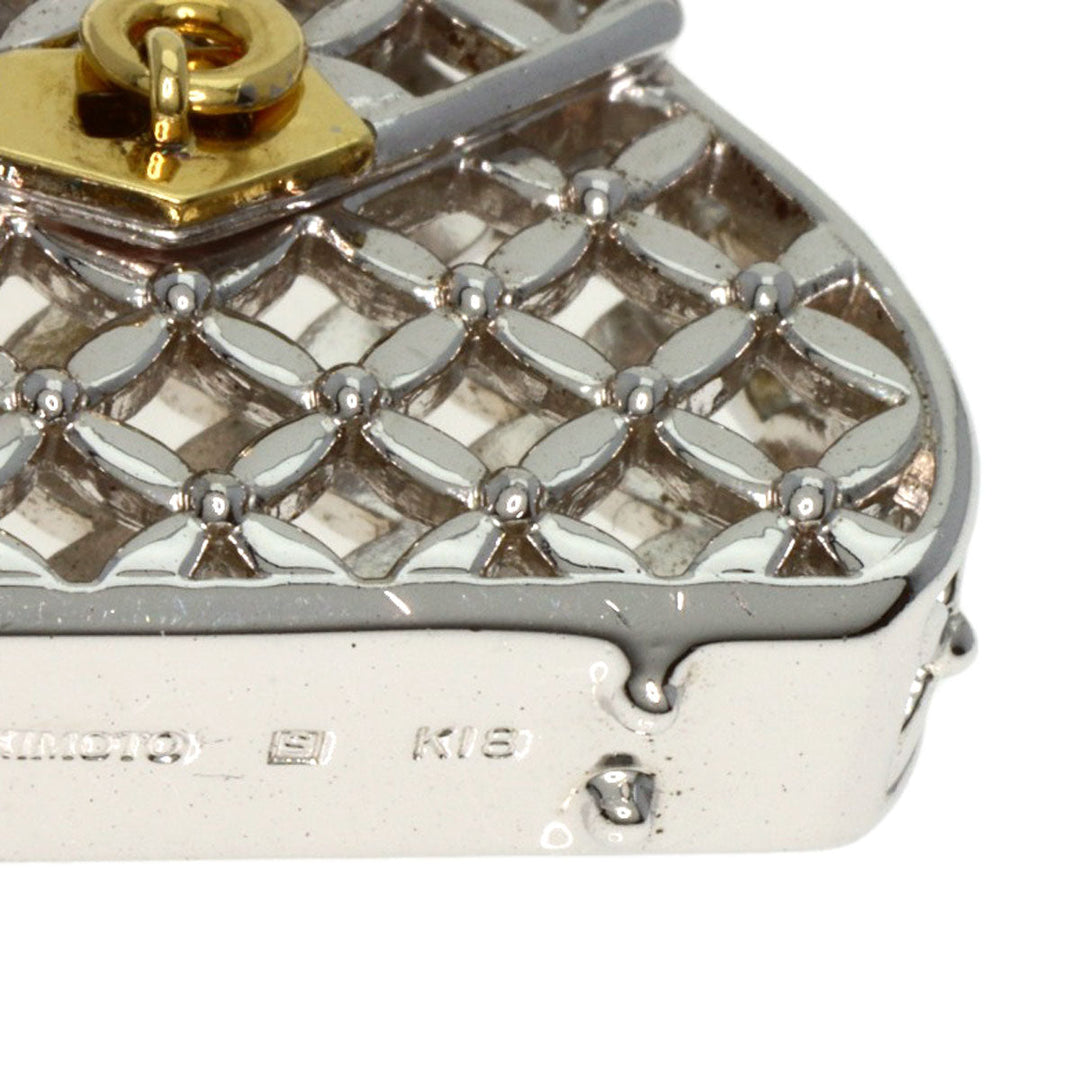 MIKIMOTO Necklace SV , K18 Silver Pearl Bag Motif Women Used Authentic