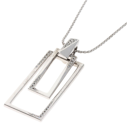 WALTHAM Necklace K18WG Silver Swing diamond Women Used Authentic