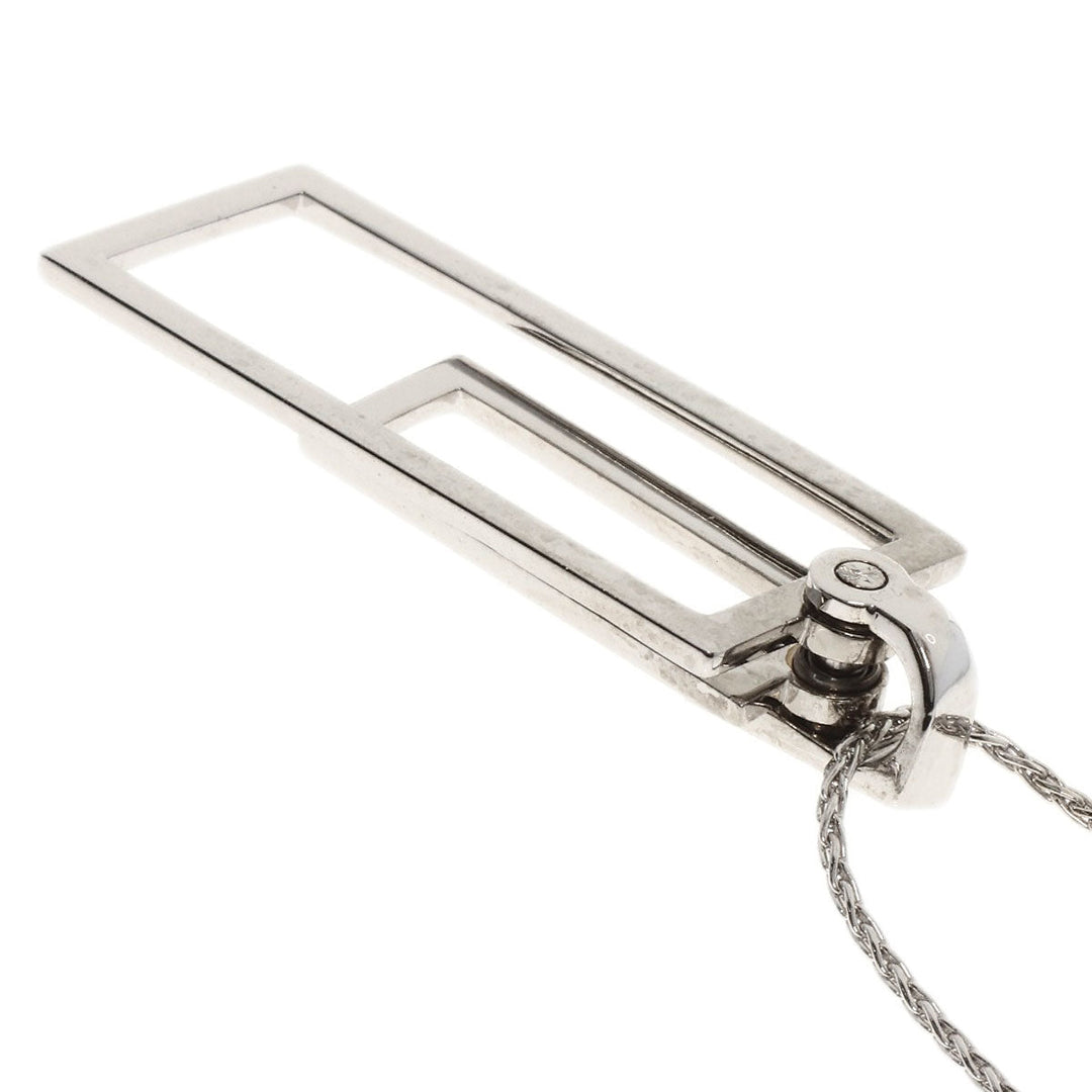 WALTHAM Necklace K18WG Silver Swing diamond Women Used Authentic