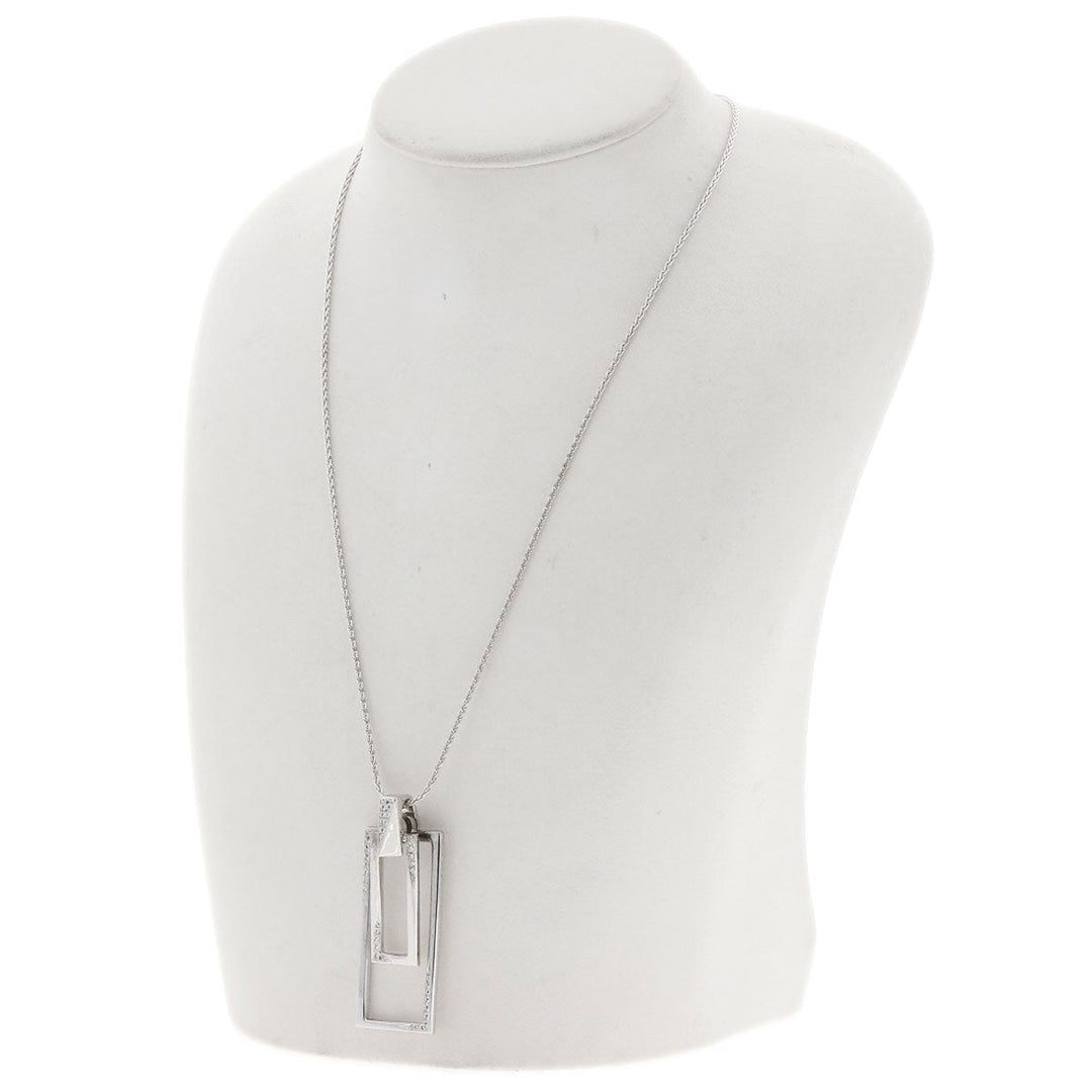 WALTHAM Necklace K18WG Silver Swing diamond Women Used Authentic