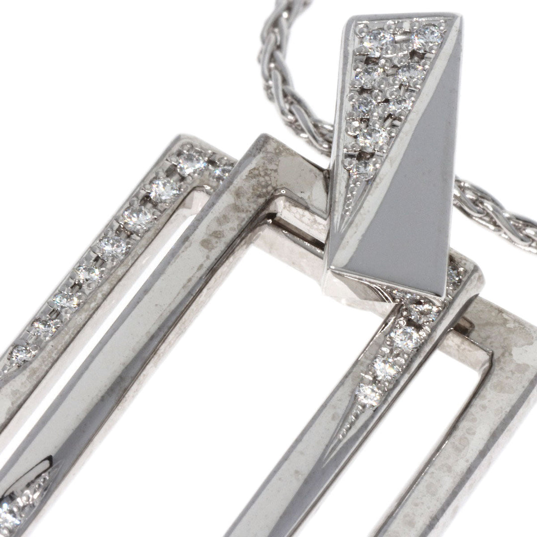 WALTHAM Necklace K18WG Silver Swing diamond Women Used Authentic