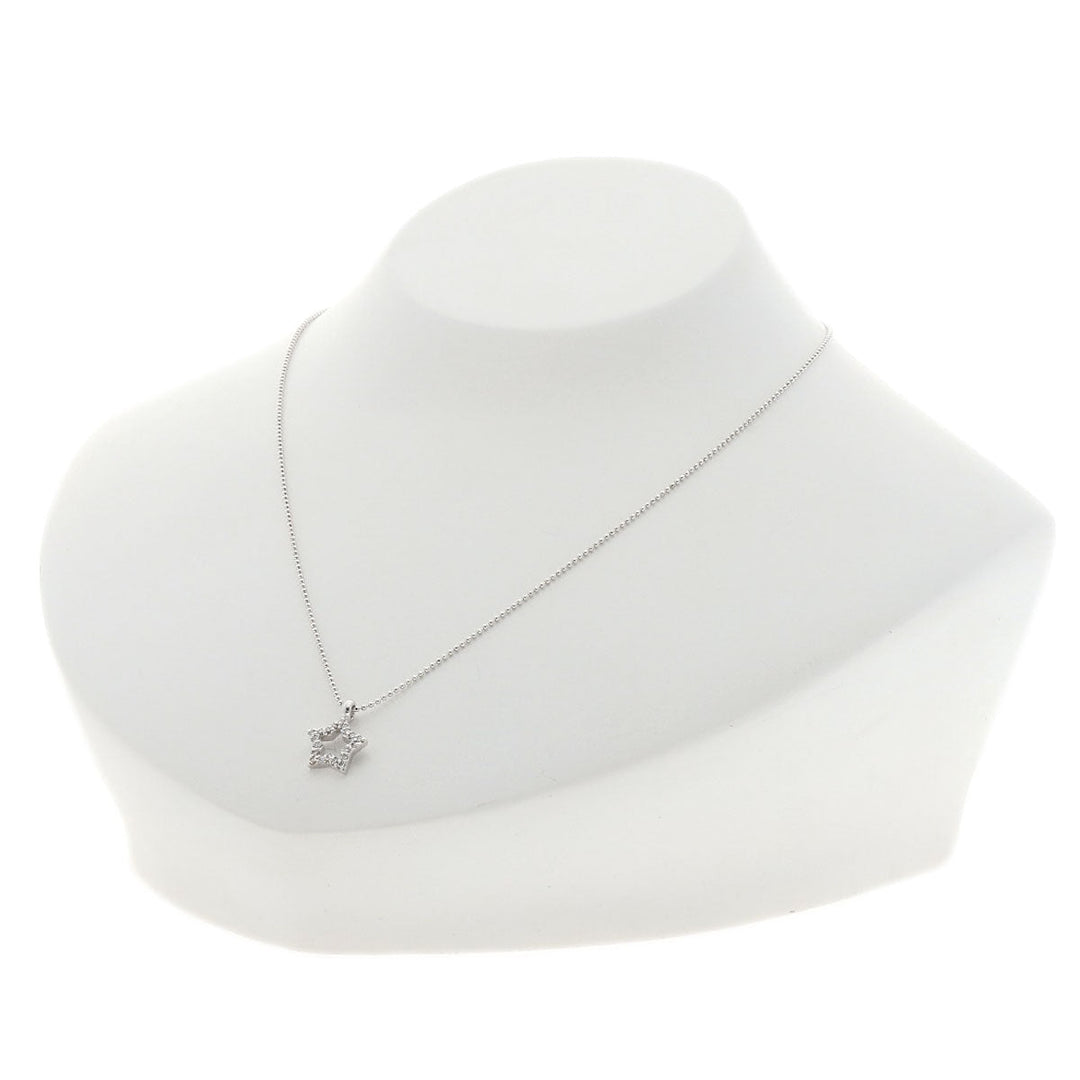 Ponte Vecchio Necklace K18WG Silver diamond Women Used Authentic