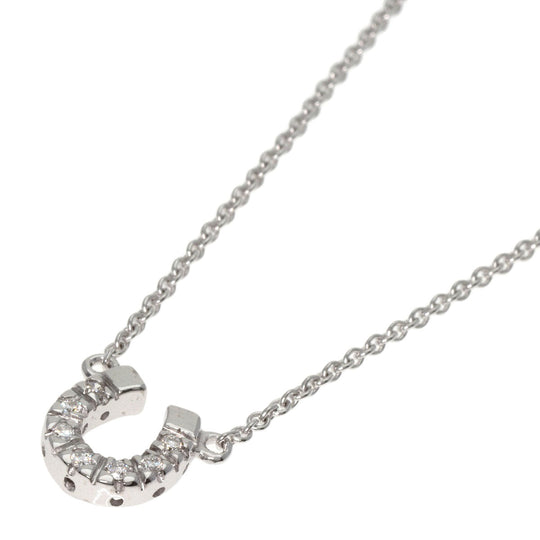 STAR JEWELRY Necklace K18WG Silver Horseshoe diamond Women Used Authentic