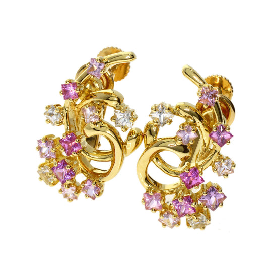 JUNE Earring 18K Yellow Gold gold Pink sapphire Women Used Authentic