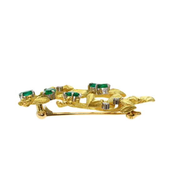 IWAKURA KOJI Brooch PT900 gold Emerald Diamond