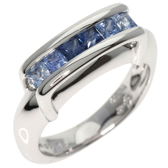 JUNE Ring K18WG Silver sapphire Women Used Authentic