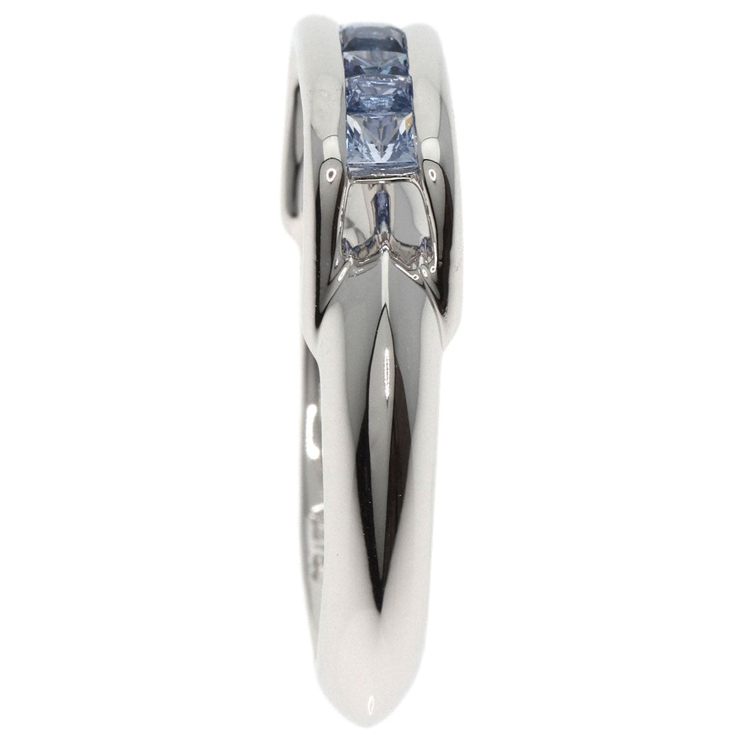 JUNE Ring K18WG Silver sapphire Women Used Authentic