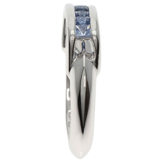 JUNE Ring K18WG Silver sapphire Women Used Authentic